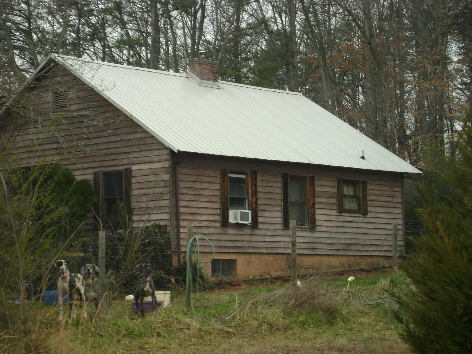 White metal roof on an old wood sided farmhouse, from a Asphalt Shingle Roof Repair job in Chesterfield
